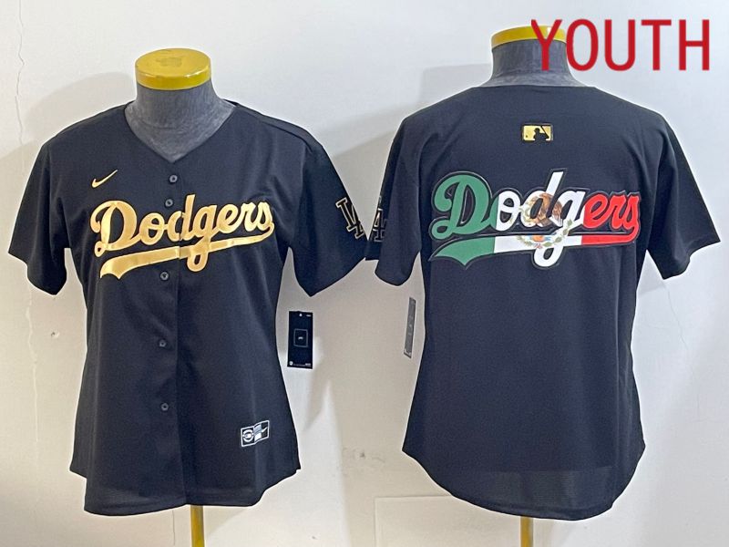 Youth Los Angeles Dodgers Blank Black Gold Game 2024 Nike MLB Jersey style 12098